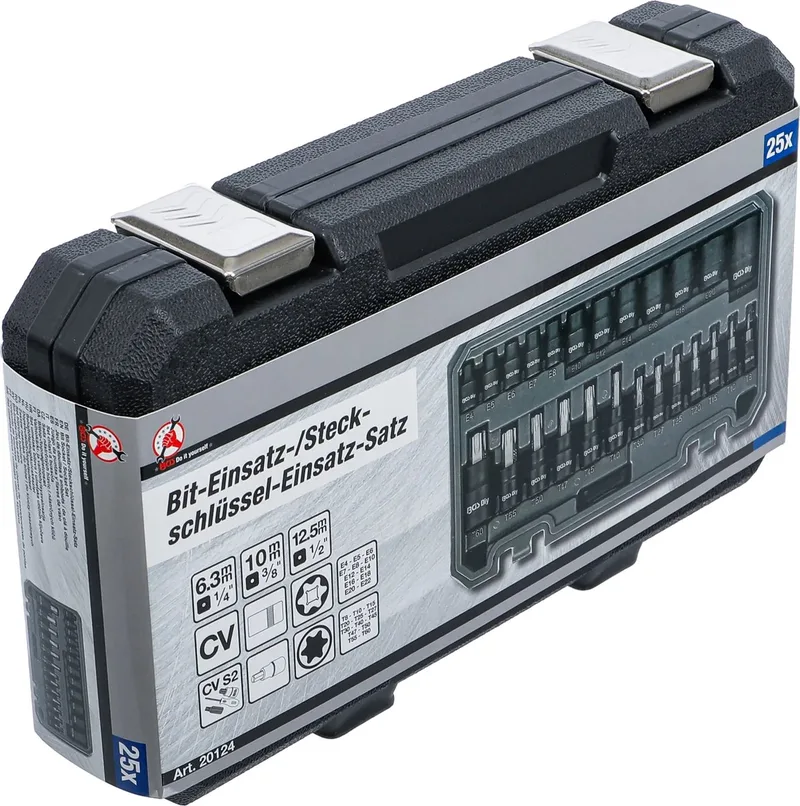 Dopsleutelbit-/dopsleutelset - 1/4, 3/8, 1/2 - E-profiel / Torx - 25 delig by BGS technic – product image