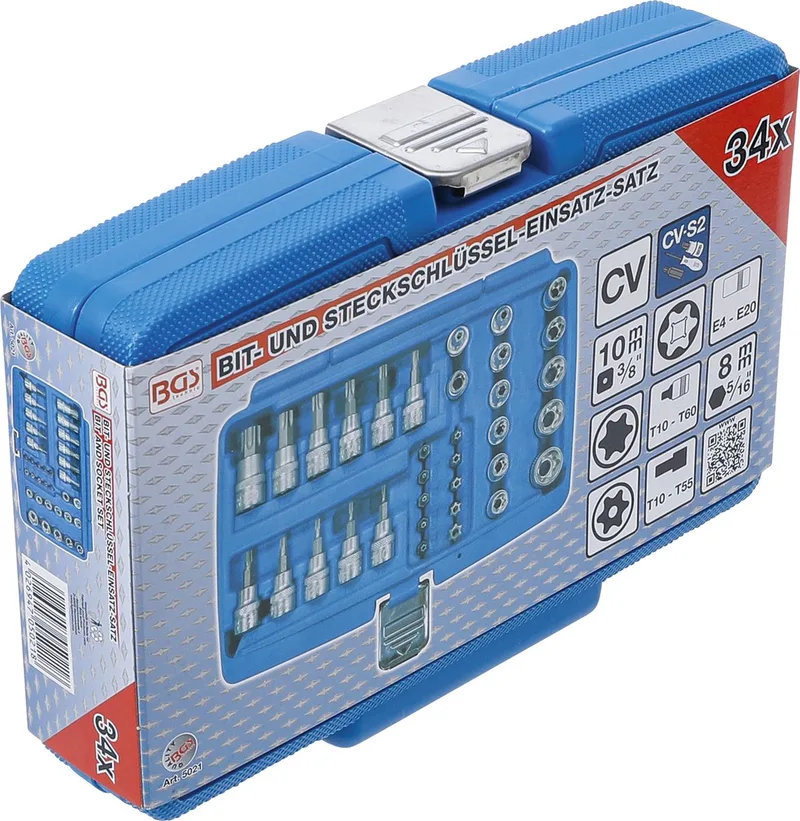 Dopsleutelbit- en doppenset 3/8 Torx 34 delig de BGS technic, Bleu – image du produit