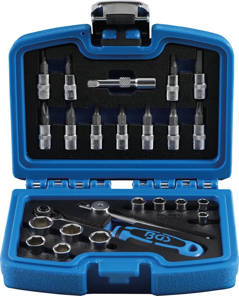 Dopsleutelset 1/4 24 delig by BGS technic, Blue – product image