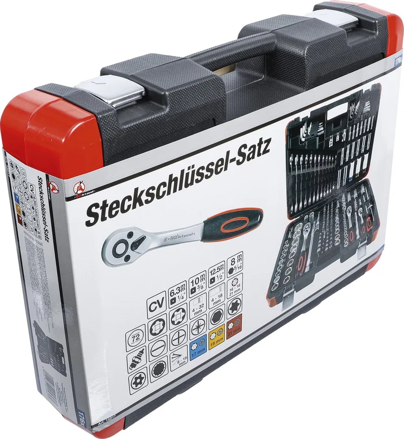 Dopsleutelset 1/4 / 3/8 / 1/2 176 delig von BGS technic, Schwarz – Produktbild