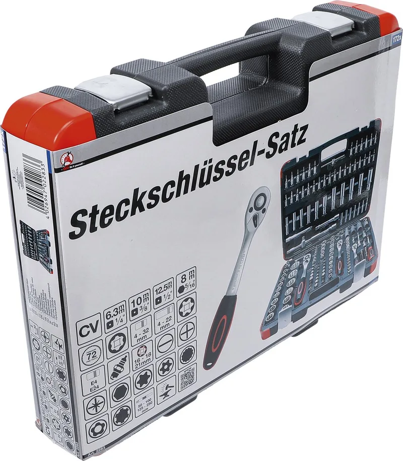 Dopsleutelset 1/4, 3/8 en 1/2 172 delig van BGS technic, Zwart – productafbeelding