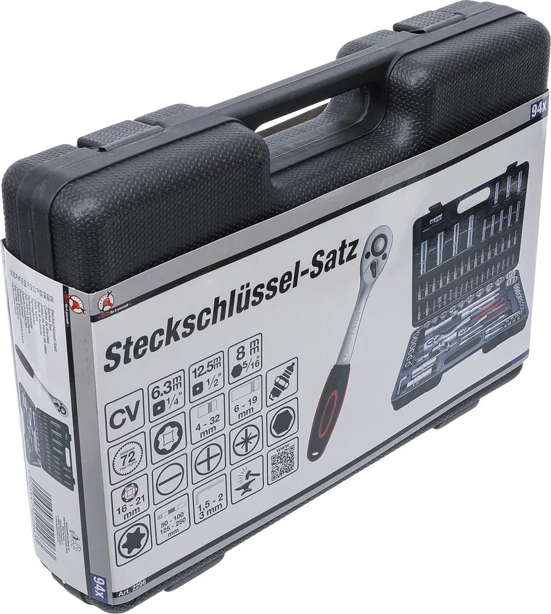 Dopsleutelset 1/4 en 1/2 94 delig van BGS technic, Zwart – productafbeelding