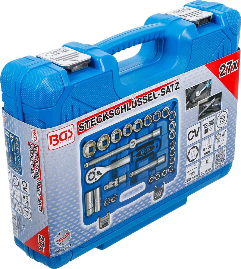 Dopsleutelset | 12,5 Mm (1/2) | 8 - 32 Mm | 27-dlg von BGS technic, Blau – Produktbild