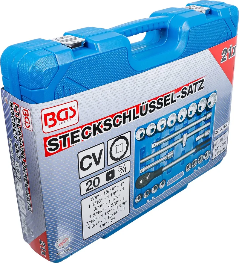 Dopsleutelset - 20mm (3/4") - 21-delig by BGS technic, Blue – product image