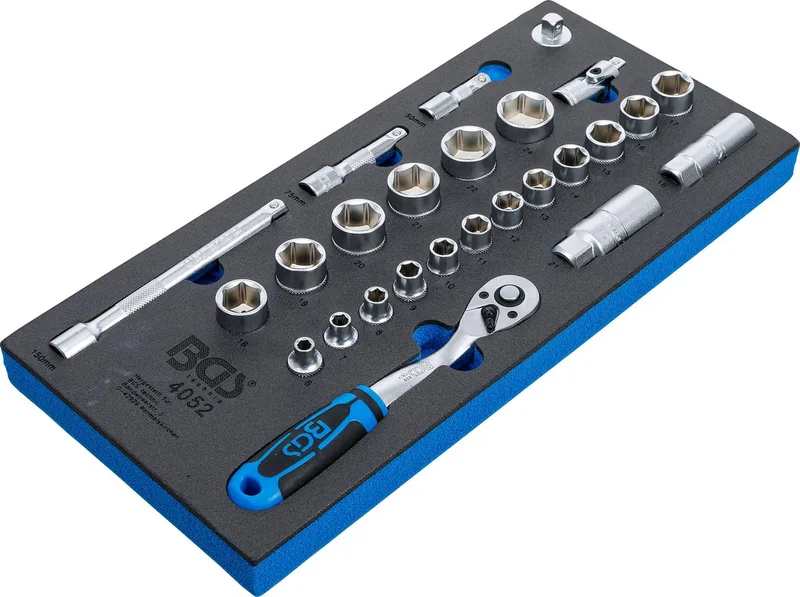 Dopsleutelset 26 delig van BGS technic, Blauw – productafbeelding
