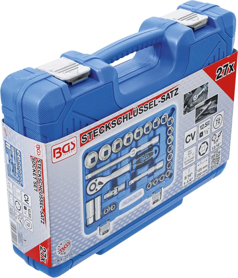 Dopsleutelset 27-delig Opname 1/2 by BGS technic, Blue – product image