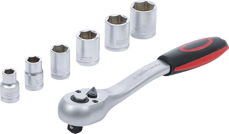 Dopsleutelset 7-delig opname 3/8" - 8 - 10 - 13 - 15 - 17 - 19 mm - BGS 15112 fra BGS technic, Hvid – produktbillede