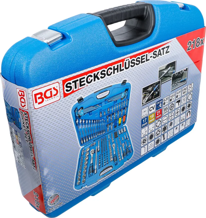 Dopsleutelset - Gear Lock - 1/4, 3/8 en 1/2 - 218 delig by BGS technic, Blue – product image
