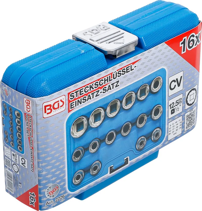Dopsleutelset Twaalfkant | 12,5 Mm (1/2) | 8 - 24 Mm | 16-dlg by BGS technic, White – product image