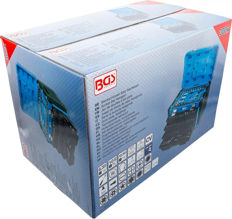 Dopsleutelset zeskant - 1/4 / 3/8 / 1/2 - metrisch en inches - 300 delig by BGS technic, Blue – product image