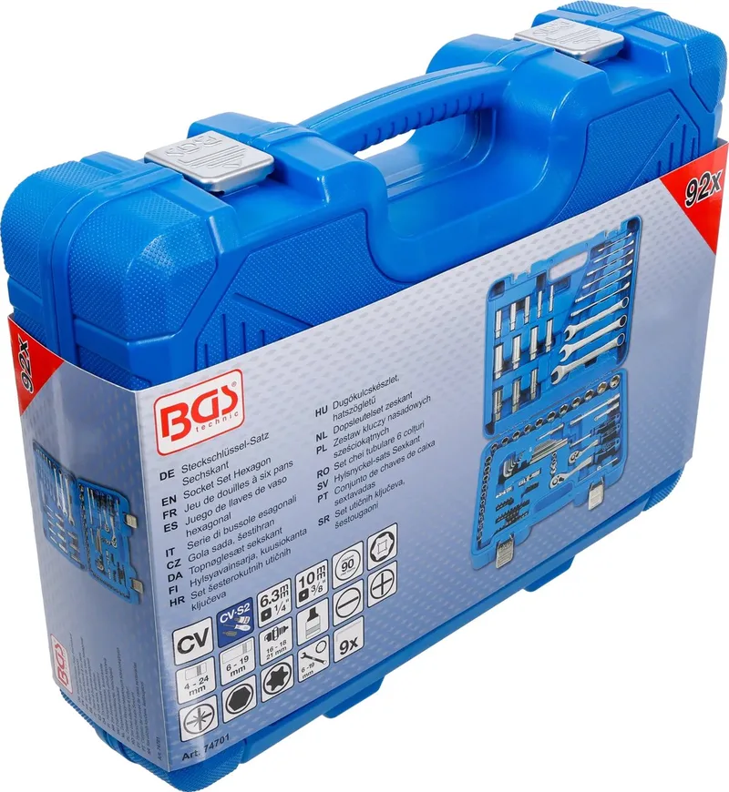 Dopsleutelset zeskant - 1/4 / 3/8 - 92 delig by BGS technic, Blue – product image