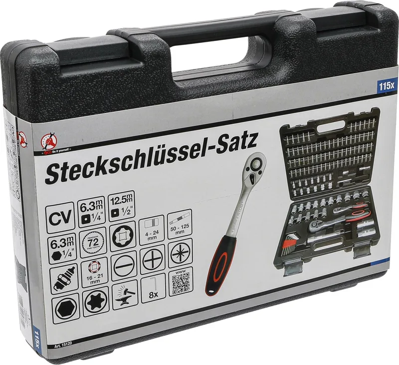 Dopsleutelset zeskant 1/4 en 1/2 115 delig by BGS technic, Black – product image