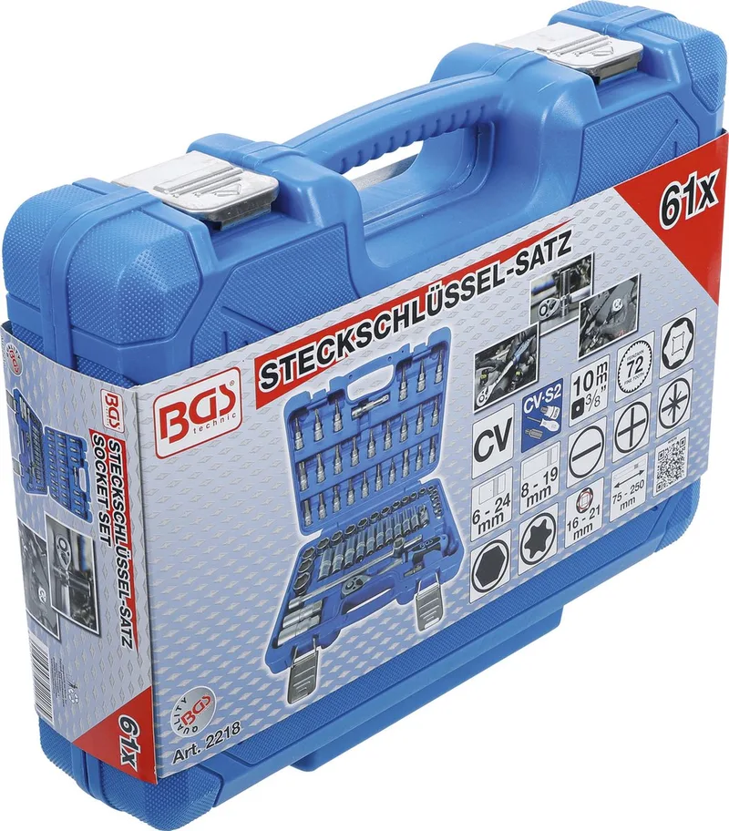 Dopsleutelset zeskant 3/8 61 delig by BGS technic, Blue – product image