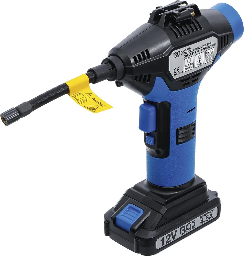Draadloze luchtcompressor | bandenpomp accu aangedreven | Digitale drukinstelling | 10.3 bar (150 psi) by BGS technic, Blue – product image