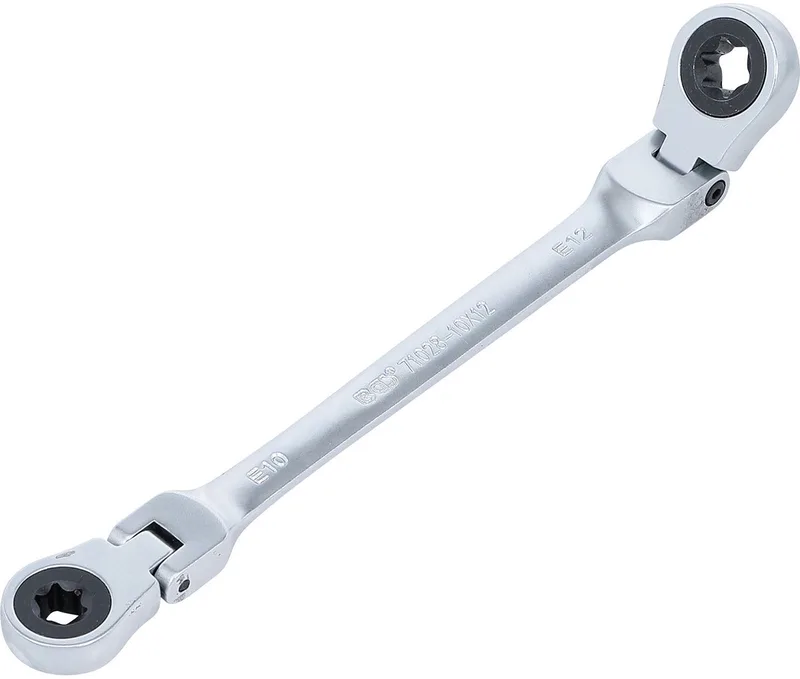 dubbele ratelringsteeksleutel zwenkbaar met E-profiel ringkoppen SW E10 x E12 - 71028-10X12 de BGS technic – image du produit