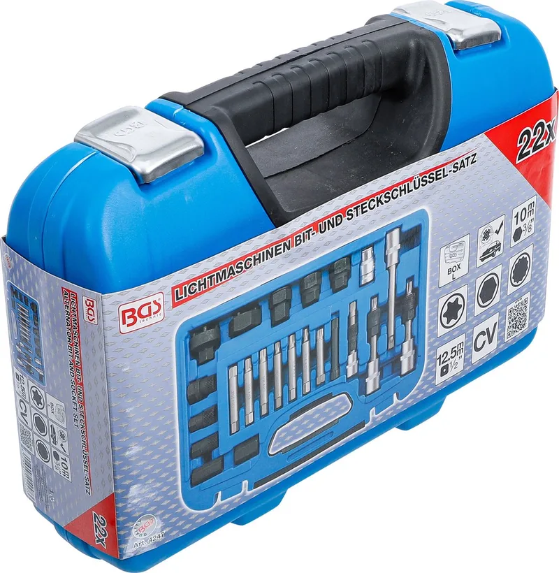 BGS Lichtmaschinen Bit- und Steckschlüssel-Satz 23 teilig von BGS technic, Blau – Produktbild