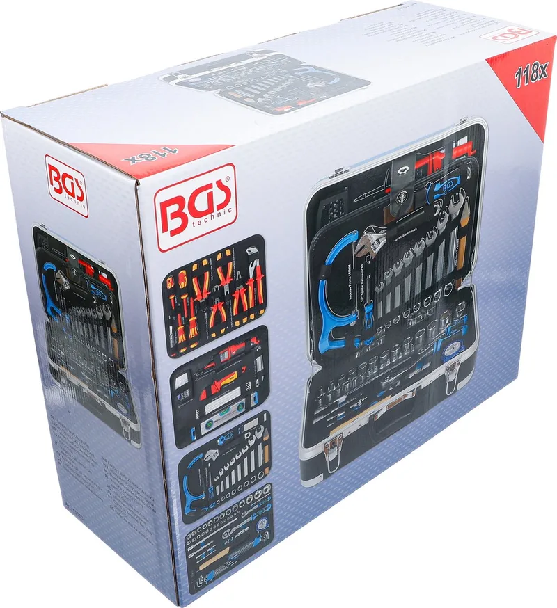 Elektricien-gereedschapskoffer 118 delig de BGS technic, Rouge – image du produit