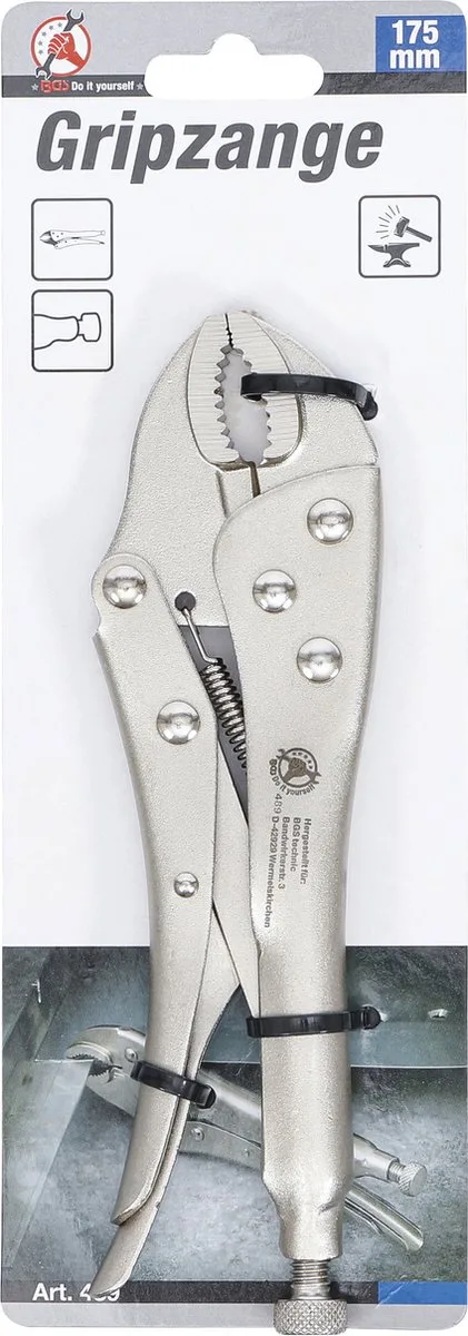 Griptang 175 mm - gesmede kaken by BGS technic, Silver – product image