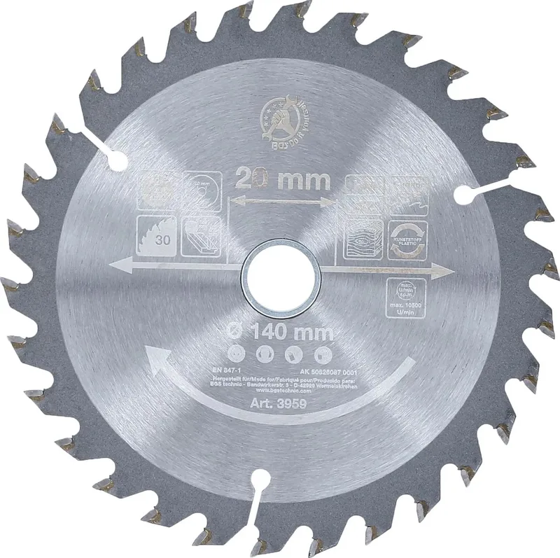 HM cirkelzaagblad - Ø 140 x 20 x 2,3 mm - 30 tanden fra BGS technic – produktbillede