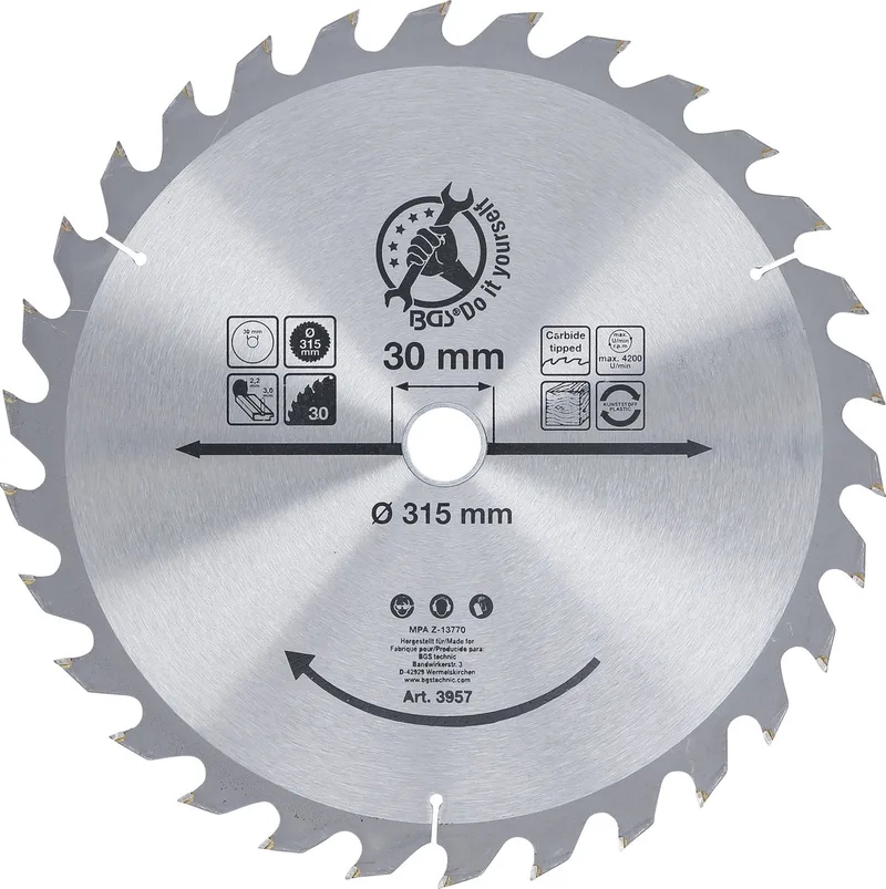 HM cirkelzaagblad - Ø 315 x 30 x 3,0 mm - 30 tanden by BGS technic – product image