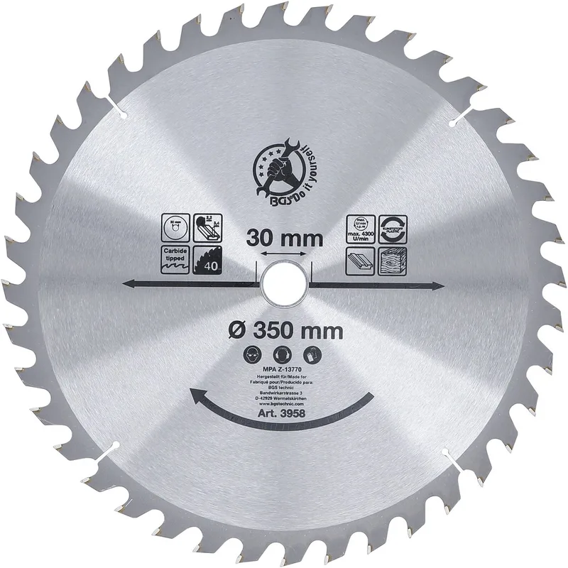 HM cirkelzaagblad Ø 350 x 30 x 3,4 mm 40 tanden by BGS technic – product image