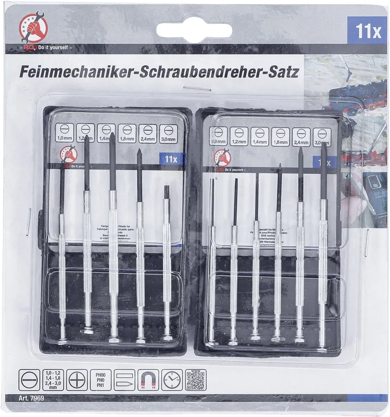 Horlogemaker schroevendraaierset 11 delig by BGS technic, Silver – product image