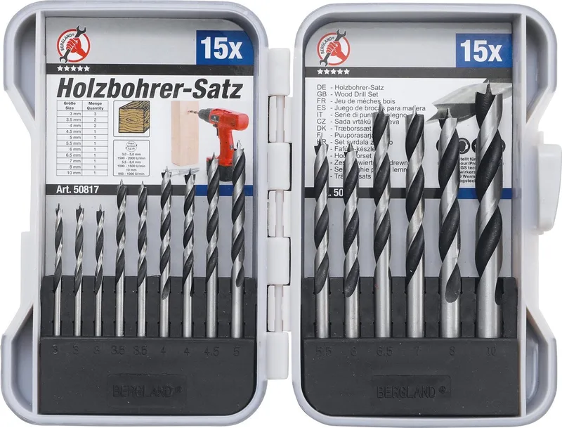 Houtboren set - 3mm - 10mm - 15 delig - in doosje - BGS50817 by BGS technic – product image