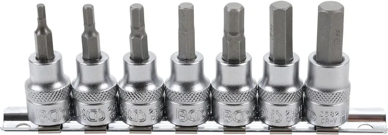 BGS Bit-Einsatz-Satz Antrieb Innenvierkant 10 mm Innensechskant 3 - 10 mm 7-tlg. von BGS technic, Chrom – Produktbild