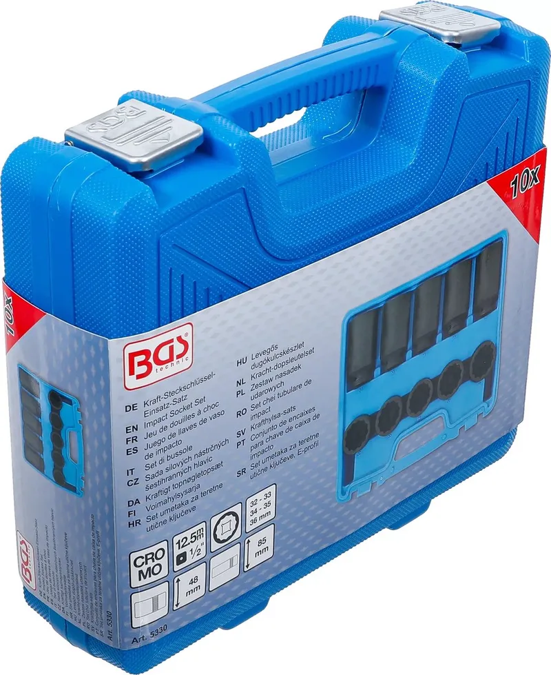 Kracht-doppenset - twaalfkant - 1/2 - 32 - 36 mm - 10 delig von BGS technic – Produktbild