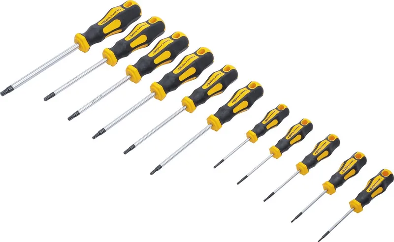 Kraftmann 11-delige Torx Schroevendraaierset - T-Profiel Resitorx - Met Boorring de BGS technic, Noir – image du produit