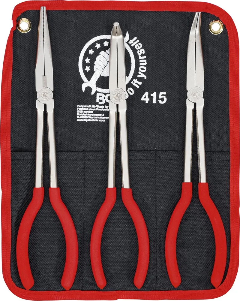 Lange tangen Set - 3 stuks - gebogen en Rechte bektang - BGS415 de BGS technic, Rouge – image du produit