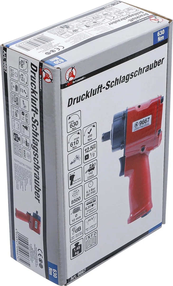 Lucht-slagmoersleutel 1/2 630 Nm by BGS technic, Red – product image