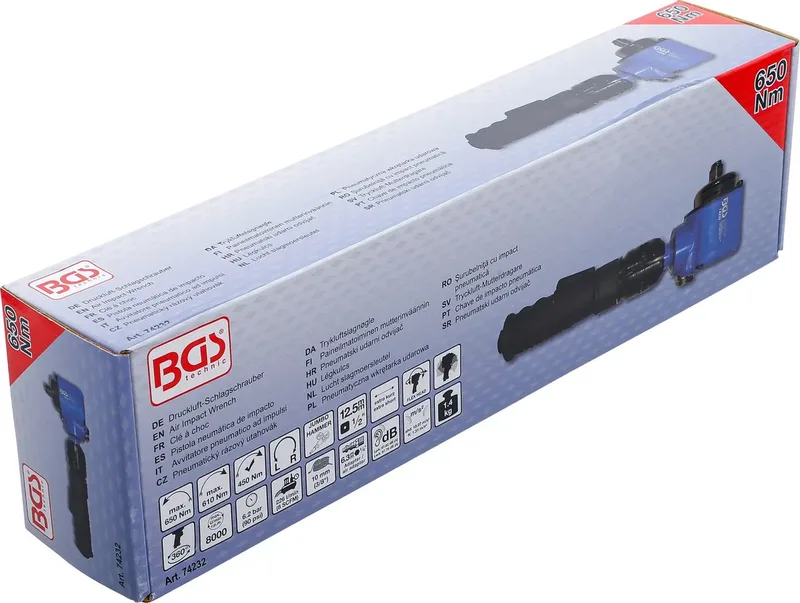 Lucht slagmoersleutel - haaks - met draaibare en kantelbare kop - 1/2 - 650 Nm by BGS technic – product image