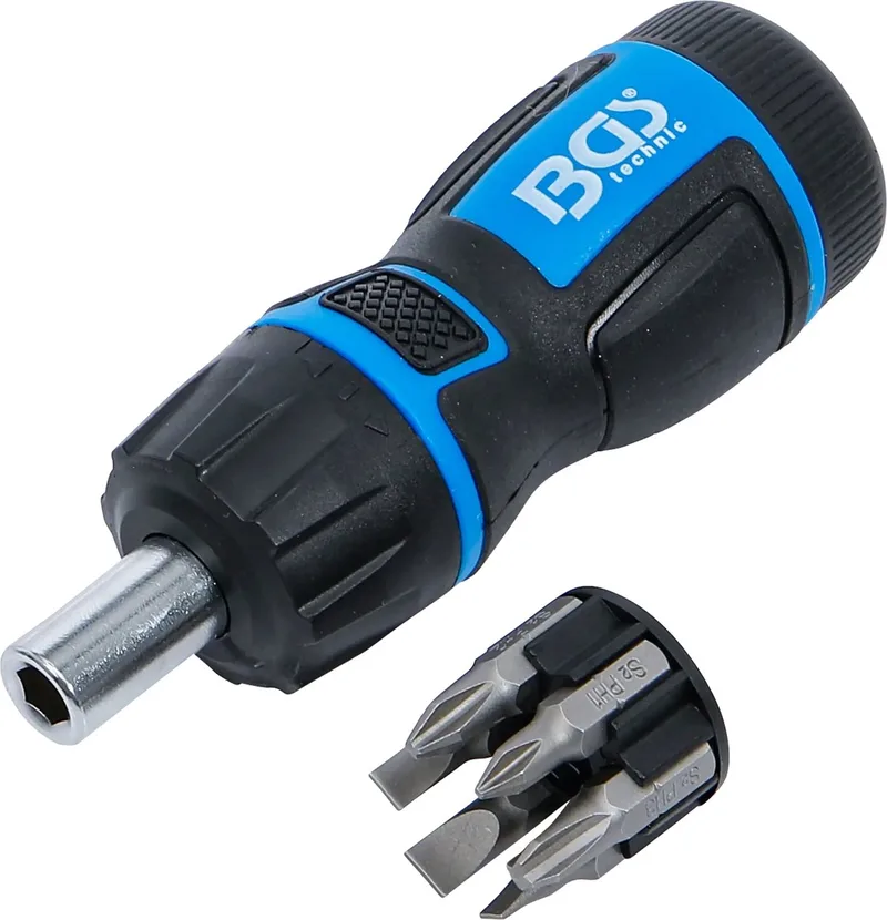 Mini-schroevendraaier-bitset - met draaigreep en ratelfunctie, omschakelbaar - 7 delig von BGS technic – Produktbild