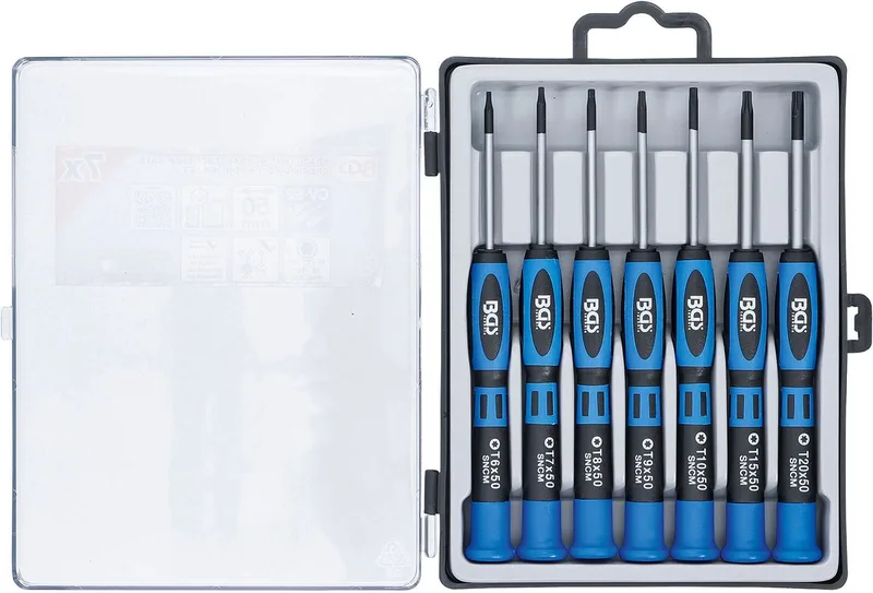 Mini Torx Schroevendraaierset -7-delig - Met Opbergcase BGS 7967 by BGS technic, Black, Blue – product image
