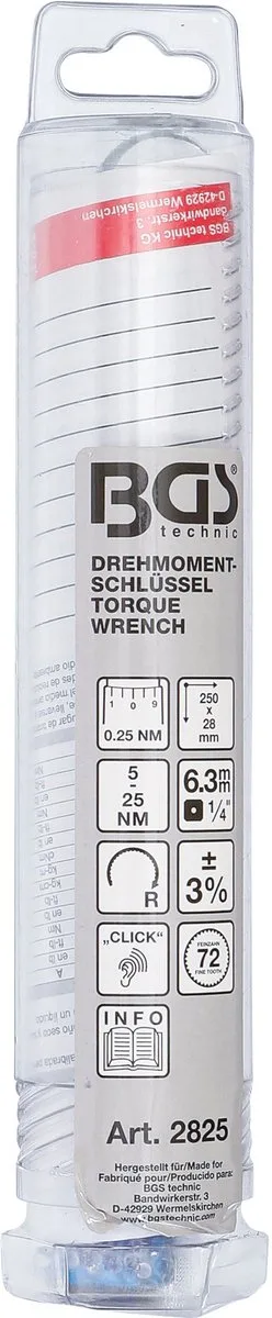 Momentsleutel 1/4 5 - 25 Nm von BGS technic, Grau – Produktbild