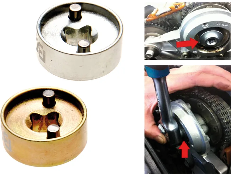 Nokkenas stuurklep dopsleutelset voor VAG 1.8 / 2.0 TFSI fra BGS technic, Guld – produktbillede
