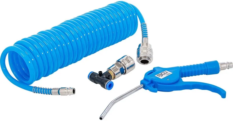 Perslucht-uitblaaspistool met perslucht-spiraalslang en T-verbinder - 74253 by BGS technic – product image