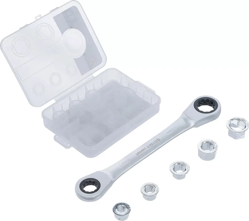 Ratel ringsleutel met adapterset - 8 - 19 mm - 6 delig by BGS technic – product image