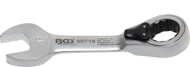 Ratel ringsteeksleutel - kort - omschakelbaar - 19 mm by BGS technic – product image