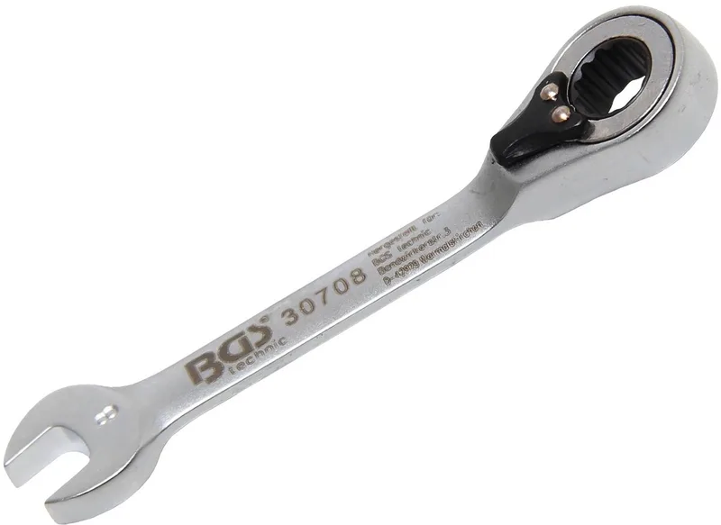 Ratel ringsteeksleutel - kort - omschakelbaar - 8 mm de BGS technic – image du produit