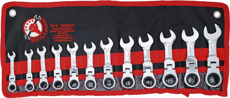 Ratel ringsteeksleutelset extra kort 8 - 19 mm 12-dlg de BGS technic – image du produit