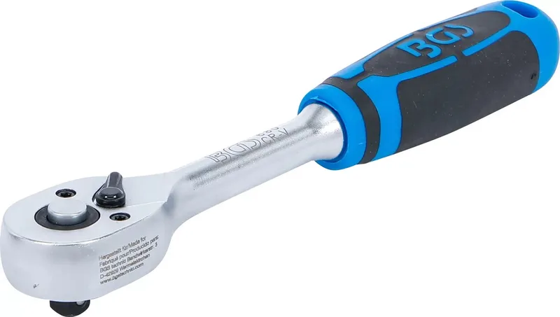 Ratelsleutel - rechte uitvoering - fijn vertand - 1/4 by BGS technic, Blue – product image