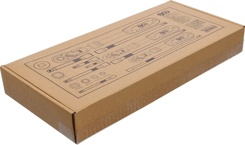 Ratelsleutel-set - uittrekbaar, kniesleutel - 1/4 - 3/8 - 1/2 - 17 delig by BGS technic – product image