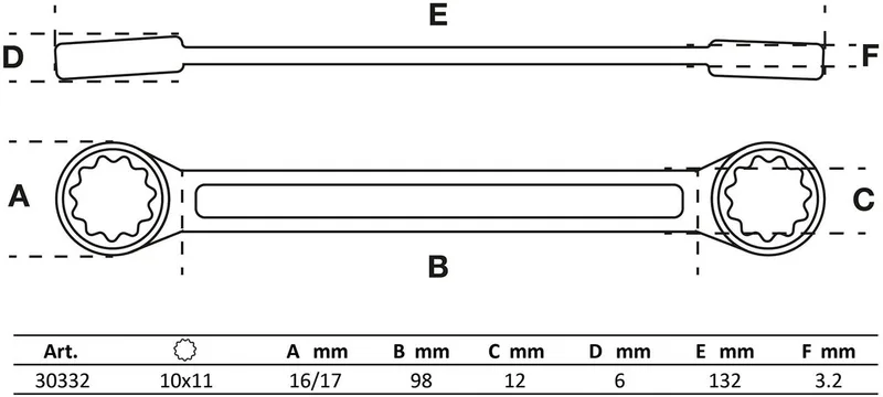 Ringsleutel - extra plat - 10 x 11 mm by BGS technic – product image
