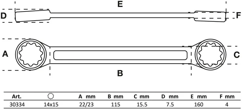 Ringsleutel - extra plat - 14 x 15 mm by BGS technic – product image