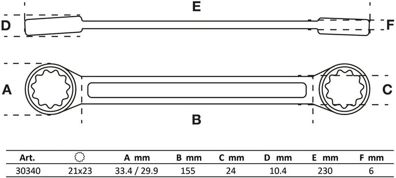 Ringsleutel - extra plat - 21 x 23 mm de BGS technic – image du produit