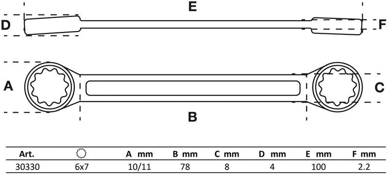 Ringsleutel - extra plat - 6 x 7 mm von BGS technic – Produktbild