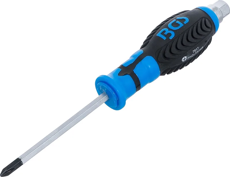 Schroevendraaier Kling met Zeskant-Profiel Kruiskop PH2 Klinglengte 100 mm - 7913 fra BGS technic, Blå – produktbillede
