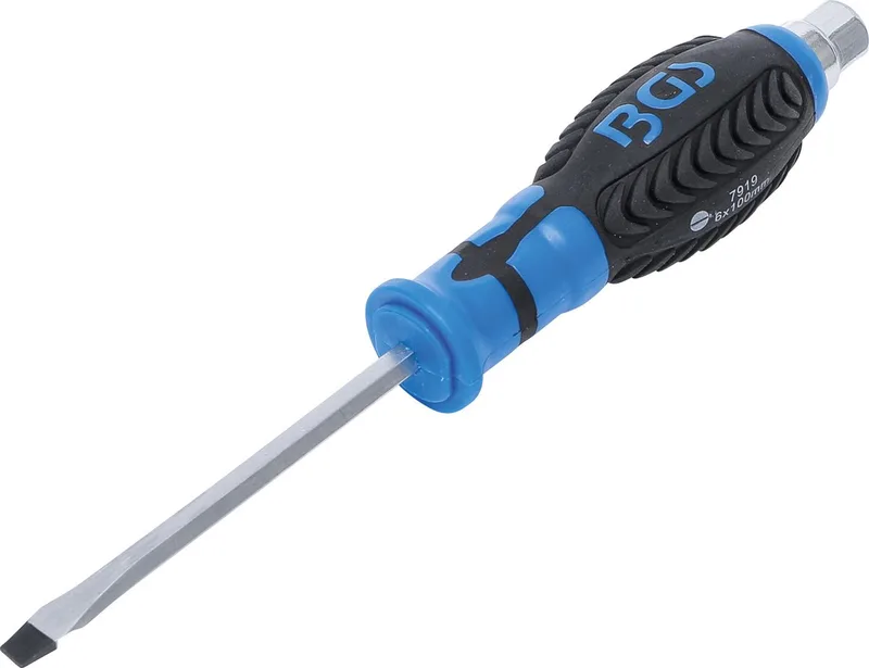 Schroevendraaier met buitenzeskant sleuf 6 x 100 mm by BGS technic, Blue – product image